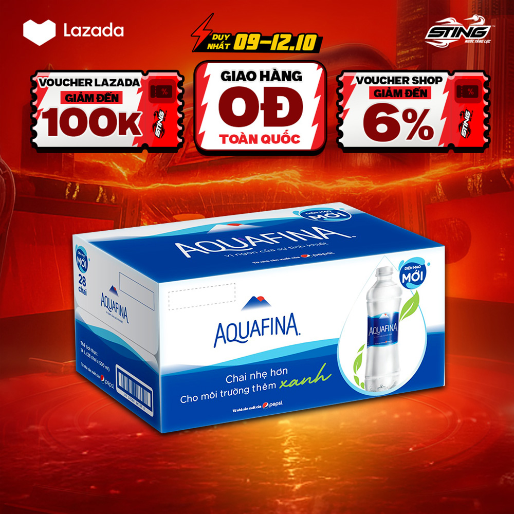 [SALE 10.10-VC ĐẾN 12%] Thùng 28 Chai Nước tinh khiết Aquafina (500ml/chai)