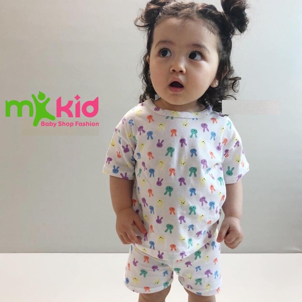 Đồ Bộ Cho Bé Gái Bé Trai MK KID [Freeship] Bộ Thun Lạnh Cộc Tay Cho Bé Với Họa Tiết Thỏ con Ngộ Nghĩnh, Quần Áo cho bé trai bé gái (6-18kg)
