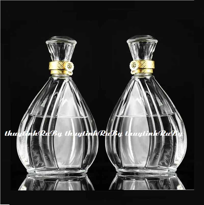 Chai ruou thủy tinh xo quạt 500ml cao cấp, bình ngâm ruou sâm, chai ruou đẹp, chai trưng ruou kiểu, hu lo ngâm nhân sâm, vỏ chai xo ruou kiểu