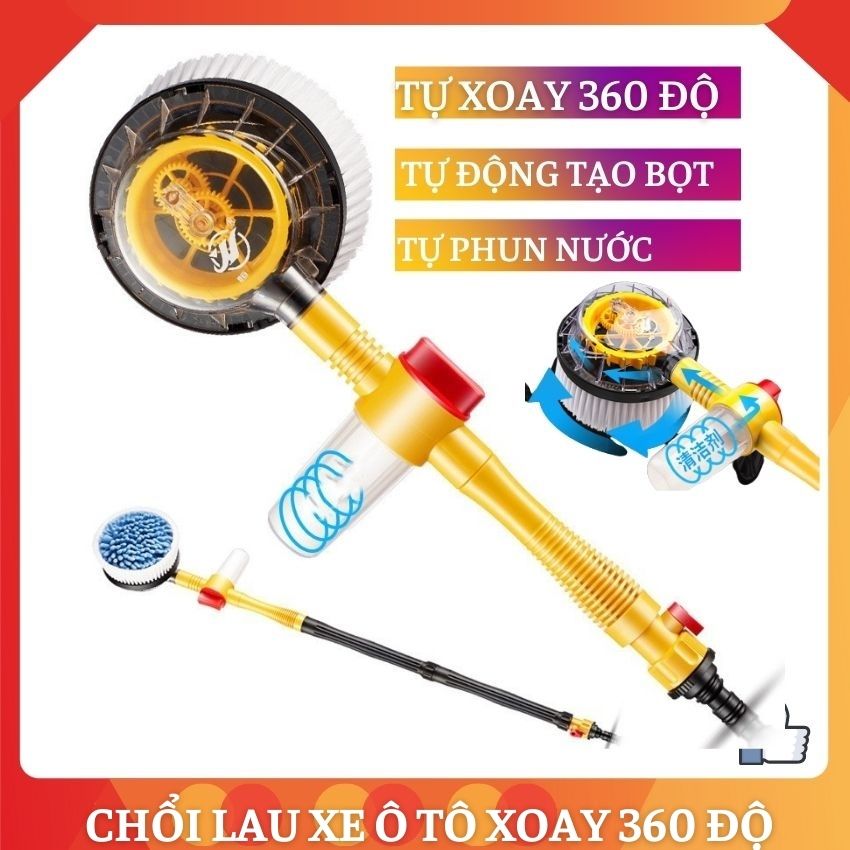 Chổi Lau Rửa Vệ Sinh Xe Ô Tô Chuyên Dụng Xoay 360 Độ Tự Tạo Bọt