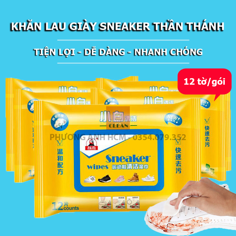 Gói 12-30 Tờ Khăn Giấy Ướt Lau Giày Sneaker, Giày Thể Thao Nam Nữ, Balo, Túi Xách