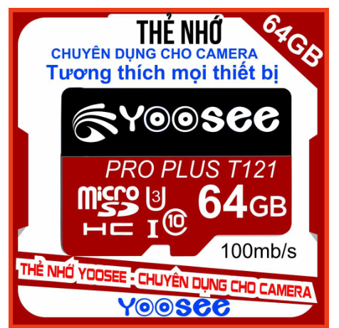 Thẻ nhớ Yoosee MicroSD 64GB Class 10+ tốc độ cao chuyên dụng cho camerađiện thoại - Thẻ 64 Đỏ u3