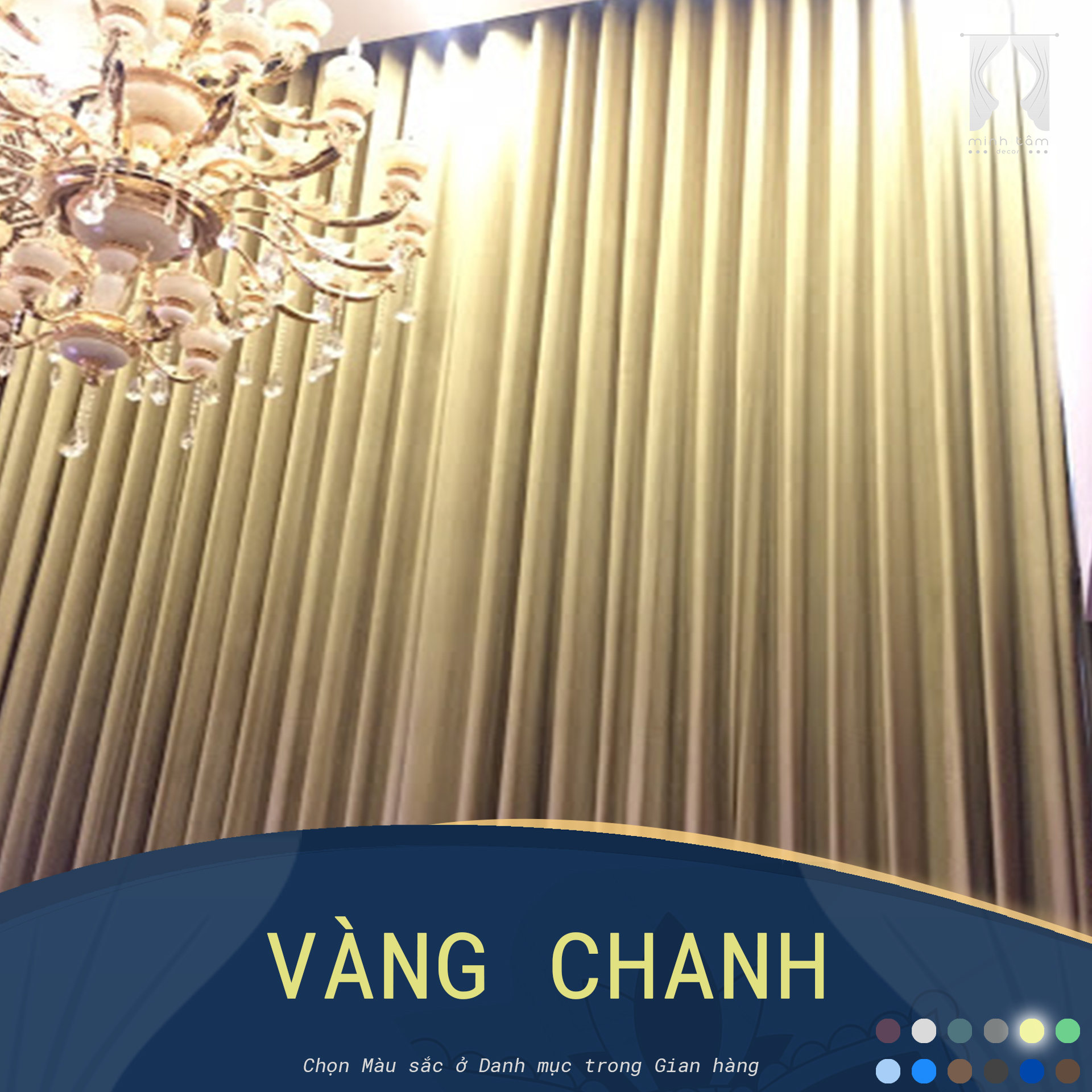 Rèm cửa Minh Tâm treo tường trang trí cửa sổ phòng ngủ, phòng khách , chống nắng, kiểu dáng lỗ khoen - Màu vàng chanh