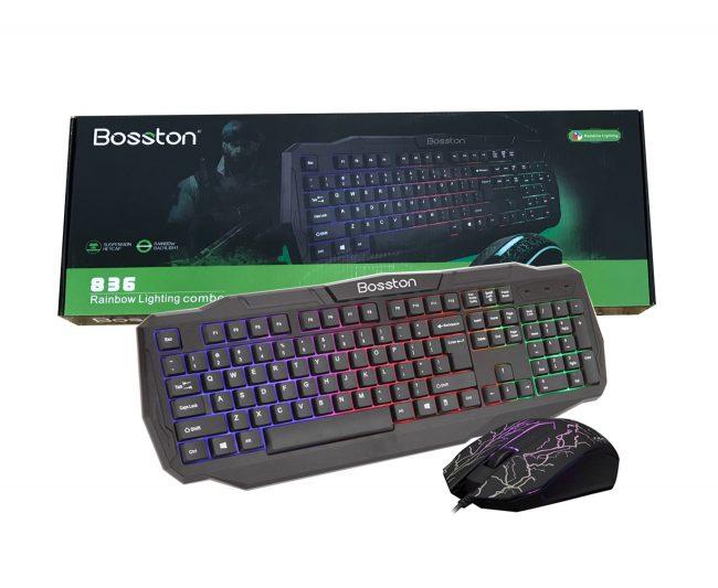Combo phím chuột bosston 836 led 7 màu