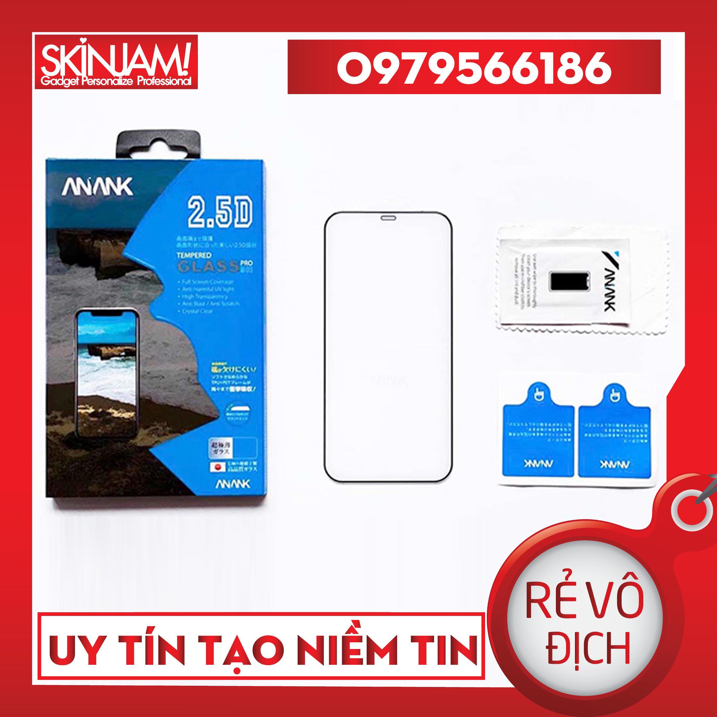 Kính cường lực anank full 2.5d ip 11promax / 12mini / 12 / 12 pro / 12 pro max