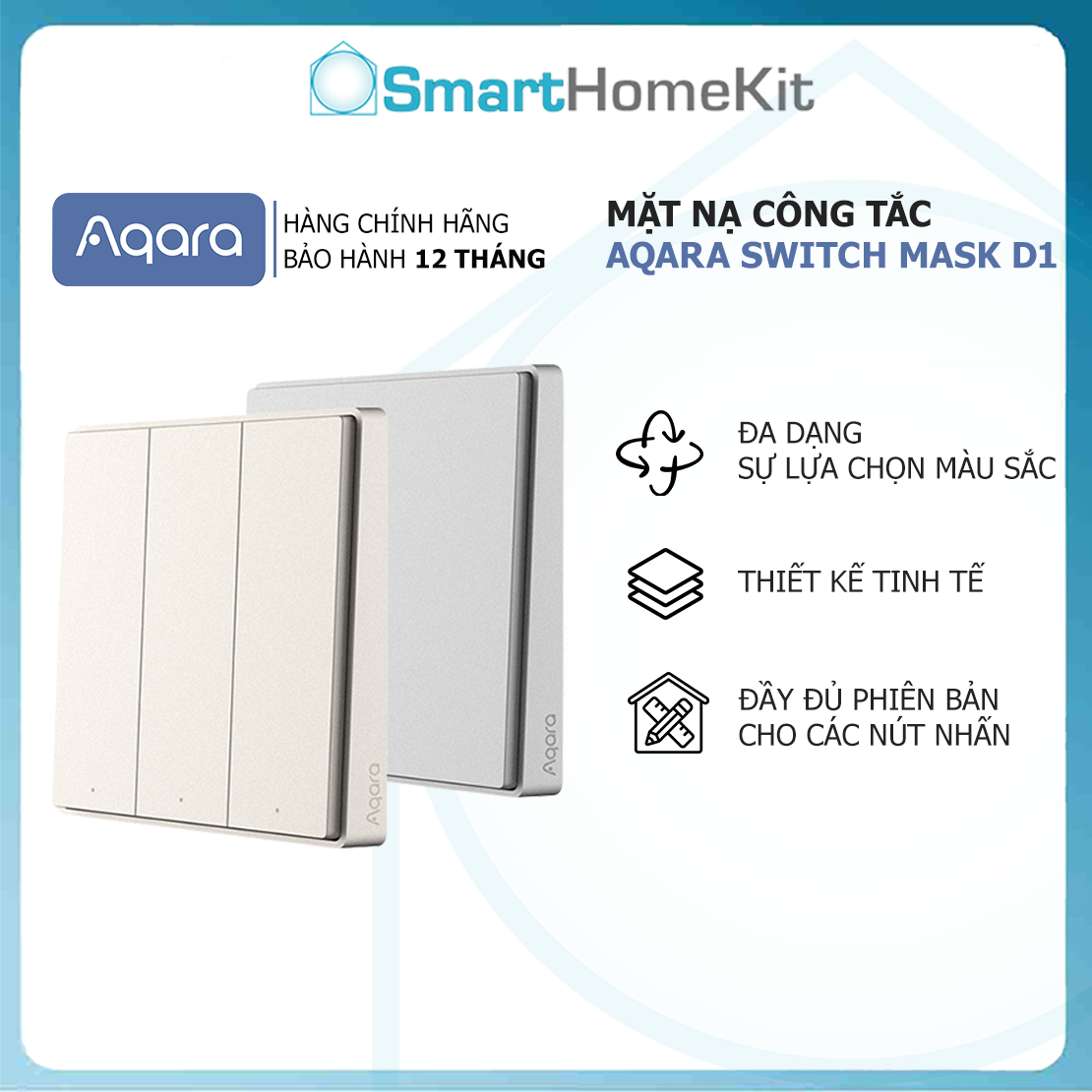 Mặt thay thế dùng cho Công tắc Aqara D1 Đủ màu Vàng - Xám 1-2-3 Nút  - Dễ dàng thay thế và đổi màu (Không bao gồm công tắc)