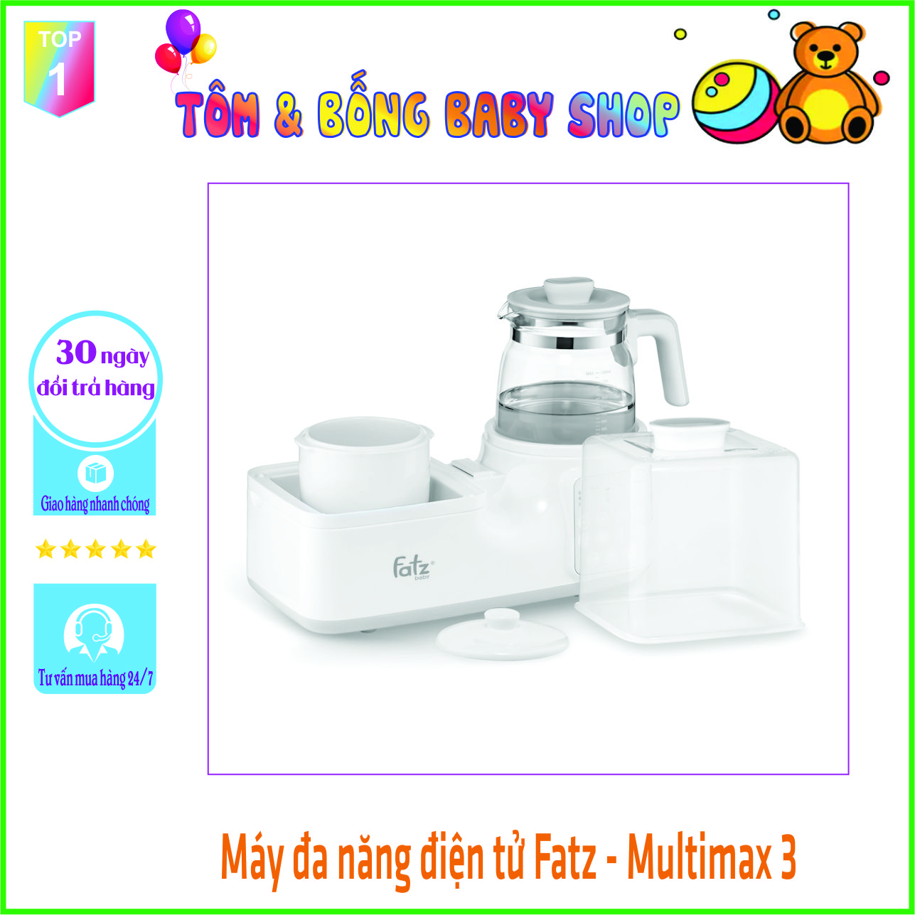 Máy đa năng điện tử Fatz Baby Multimax 3 tiệt trùng sấy khô hâm sữa nấu