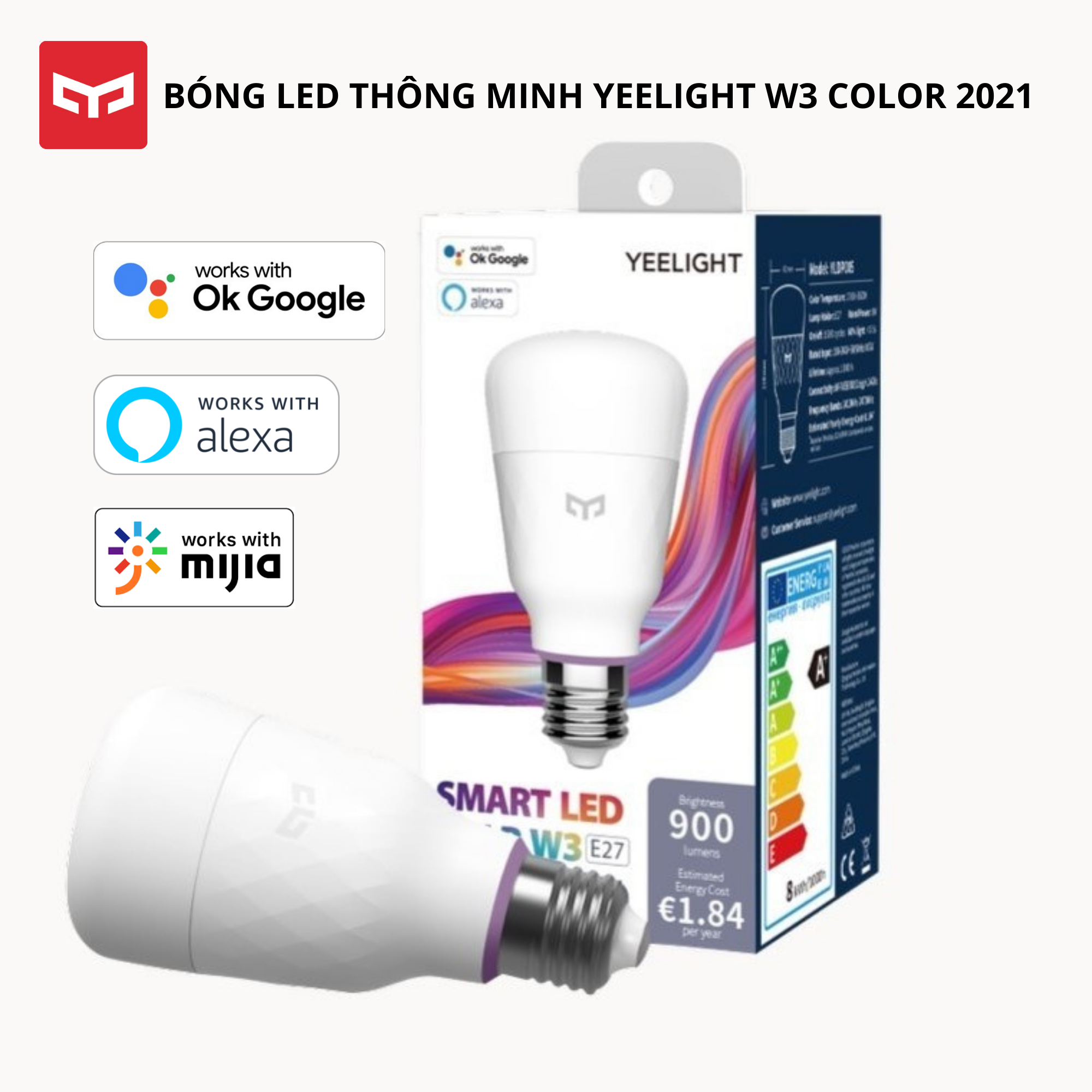 [NEW 2021] Bóng đèn Led thông minh Yeelight Bulb W3 đui xoắn E27 (RGB 16 triệu màu) - tích hợp Razer Chroma