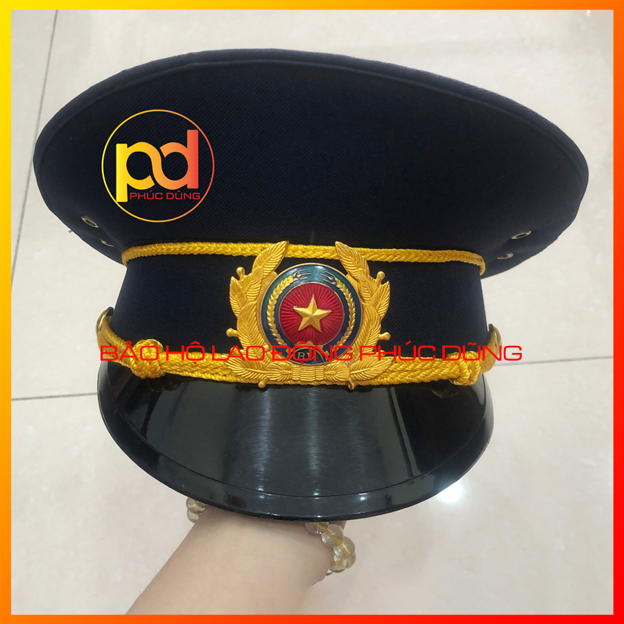 Mũ bảo vệ Kepi sang trọng màu xanh đen kèm sao vàng đồng phục bảo vệ đẹp sang trọng chuyên nghiệp