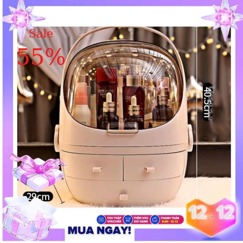 Hộp Đựng Đồ Trang Điểm, Hộp Đựng Mỹ Phẩm , Trưng Bày Kệ Chống BụiTay Cầm Và Ngăn Kéo