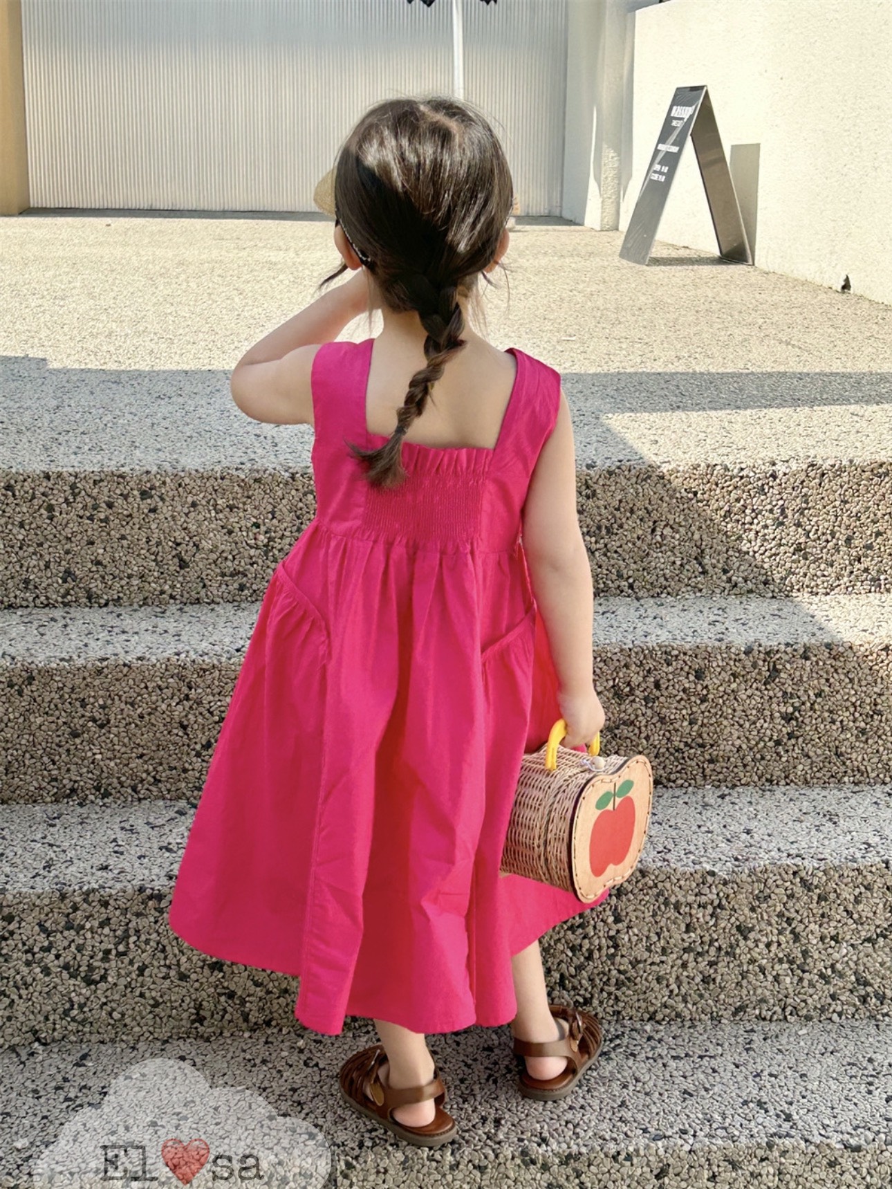Váy bé gái-- váy thô cốm -hồng dáng dài basic 8-30kg annakids