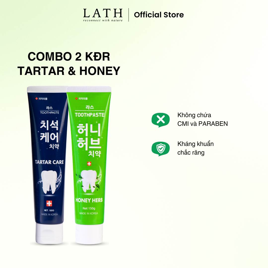 Combe 2 Kem đánh răng Lath Beauty kem đánh trắng răng Hàn Quốc thiên nhiên giúp giảm chảy máu chân răng ngăn ngừa viêm răng 150g