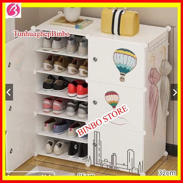 [Mẫu mới] Tủ nhựa lắp ghép để giày dép KIỂU MỚI 6 ô 12 ngăn để được 24 ĐÔI GIÀY, dễ dàng tháo lắp, tiện lợi