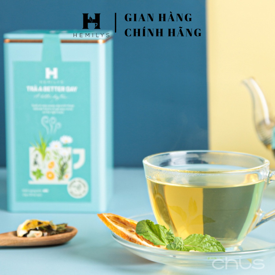 Trà hoa thảo mộc vị bạc hà tươi mát giúp tỉnh táo sảng khoái hemilys a better day hộp thiếc sang trọng