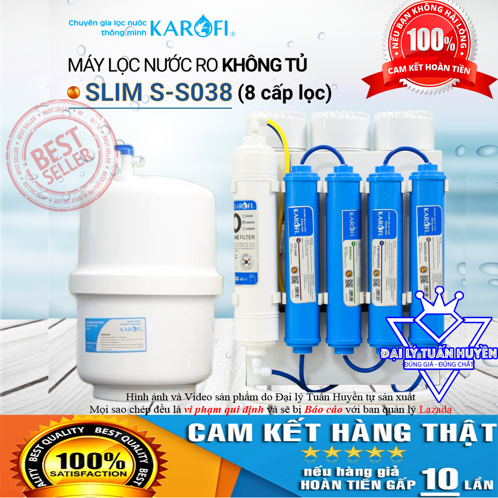 [Trả góp 0%][HÀNG CHÍNH HÃNG] MÁY LỌC NƯỚC KAROFI SLIM S-S038