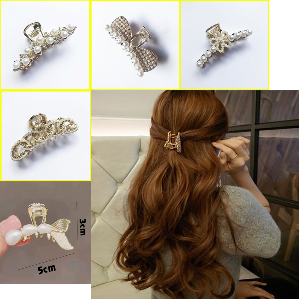 Gấp Tóc nửa đầu đính hạt mẫu mini cao cấp cho bạn gái Phụ Kiện 68