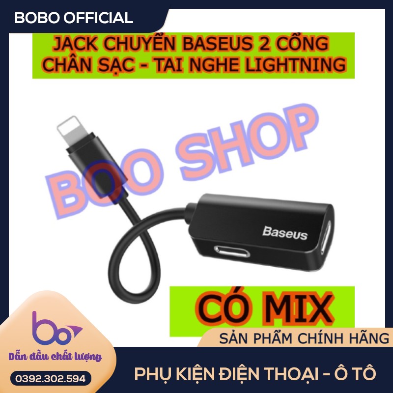 Jack chuyển đổi l37 baseus chia 2 cổng lightning vừa sạc vừa nghe có mix - bảo hành 12 tháng