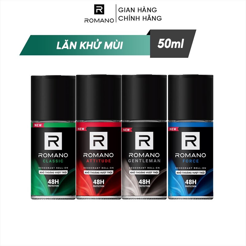 Lăn khử mùi Romano 50ml kháng khuẩn, ngăn mồ hôi và khô thoáng, Cửa hàng Mai Hà
