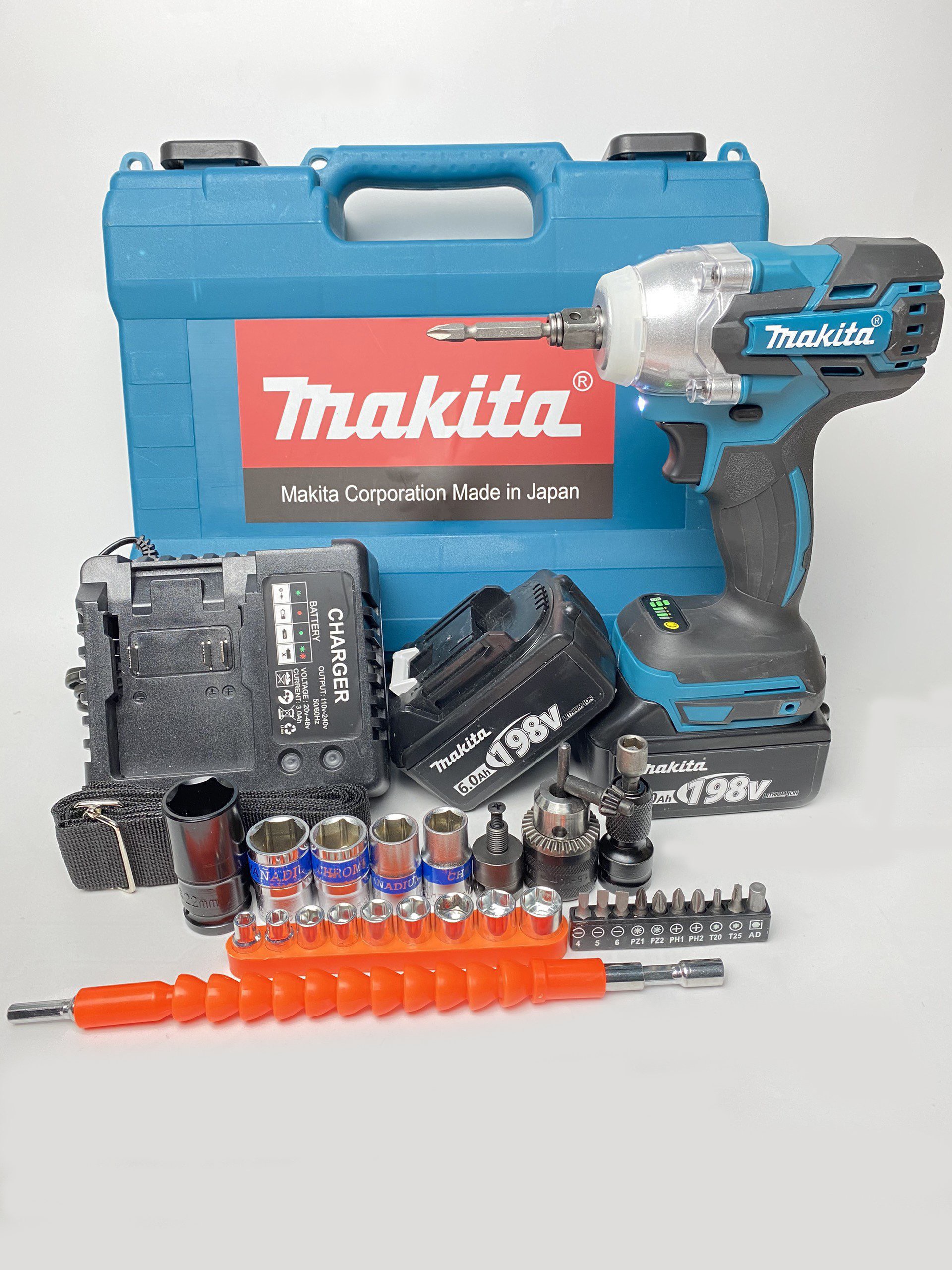 Máy Siết Bulong Pin MAKITA 198V BH 12 Tháng 2 Pin - không chổi than