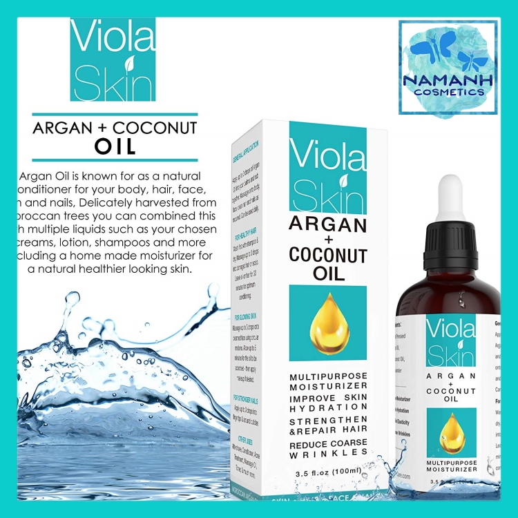 Tinh dầu cao cấp Viola Skin Argan Coconut Oil giảm nếp nhăn, dưỡng ẩm cho da mặt, body, cải thiện tóc khô hư tổn chẻ ngọn