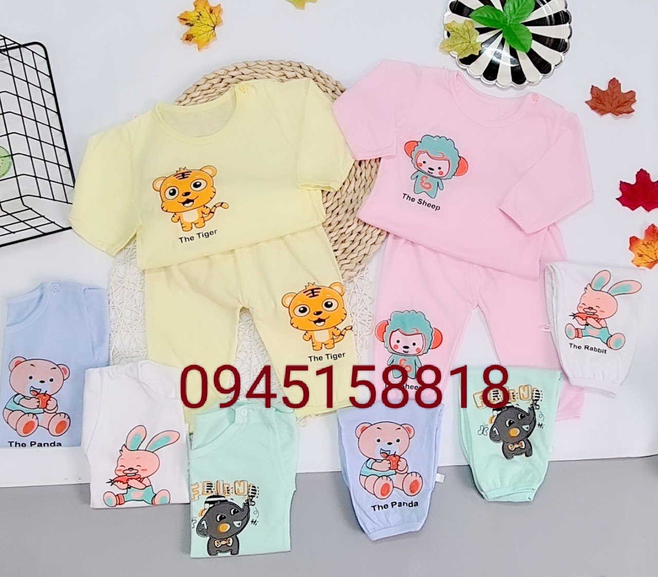 QUẦN ÁO TRẺ EM - Set 5 bộ dài lệch có cài khuy vai cho bé từ 3-14kg (HỖ TRỢ PHÍ SHIP)