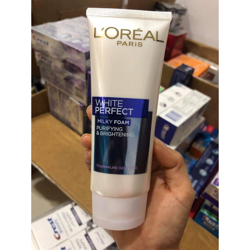 Sữa rửa mặt l'oréal white perfect milky foam purifying & brightening 100ml