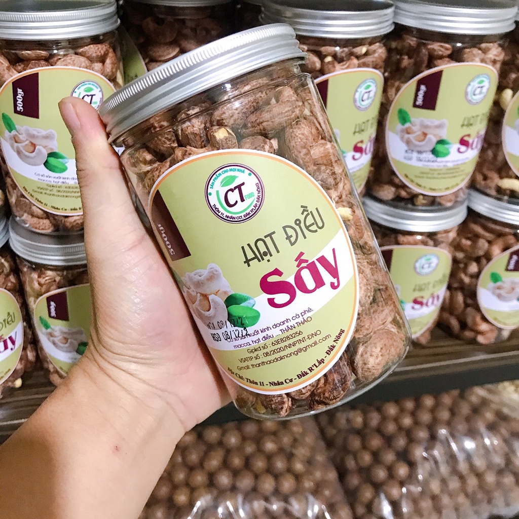 Hạt điều rang muối bình phước nguyên vỏ lụa hộp 500gr