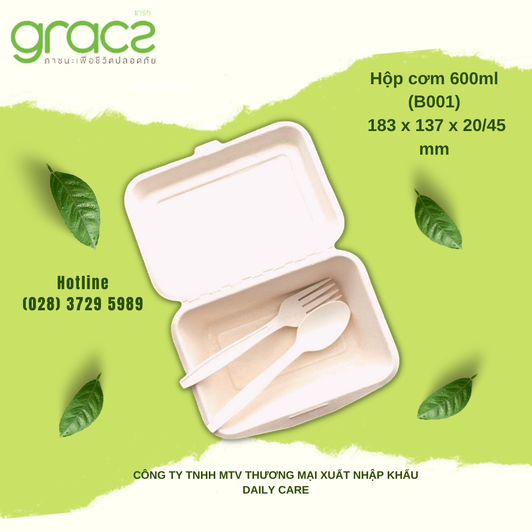 20 Hộp cơm bã mía Thái Lan 600ml (trắng)