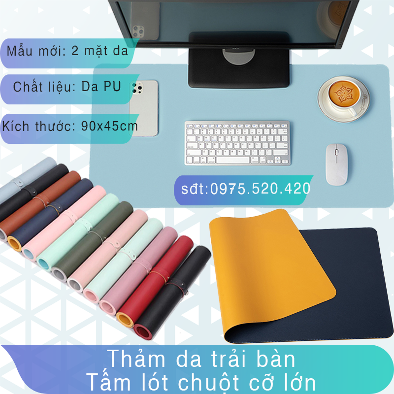 Tấm lót bàn di chuột cỡ lớn - Thảm da trải bàn làm việc Deskpad - Lót Chuột Mouse pad bằng da PU - 2 Mặt Mới