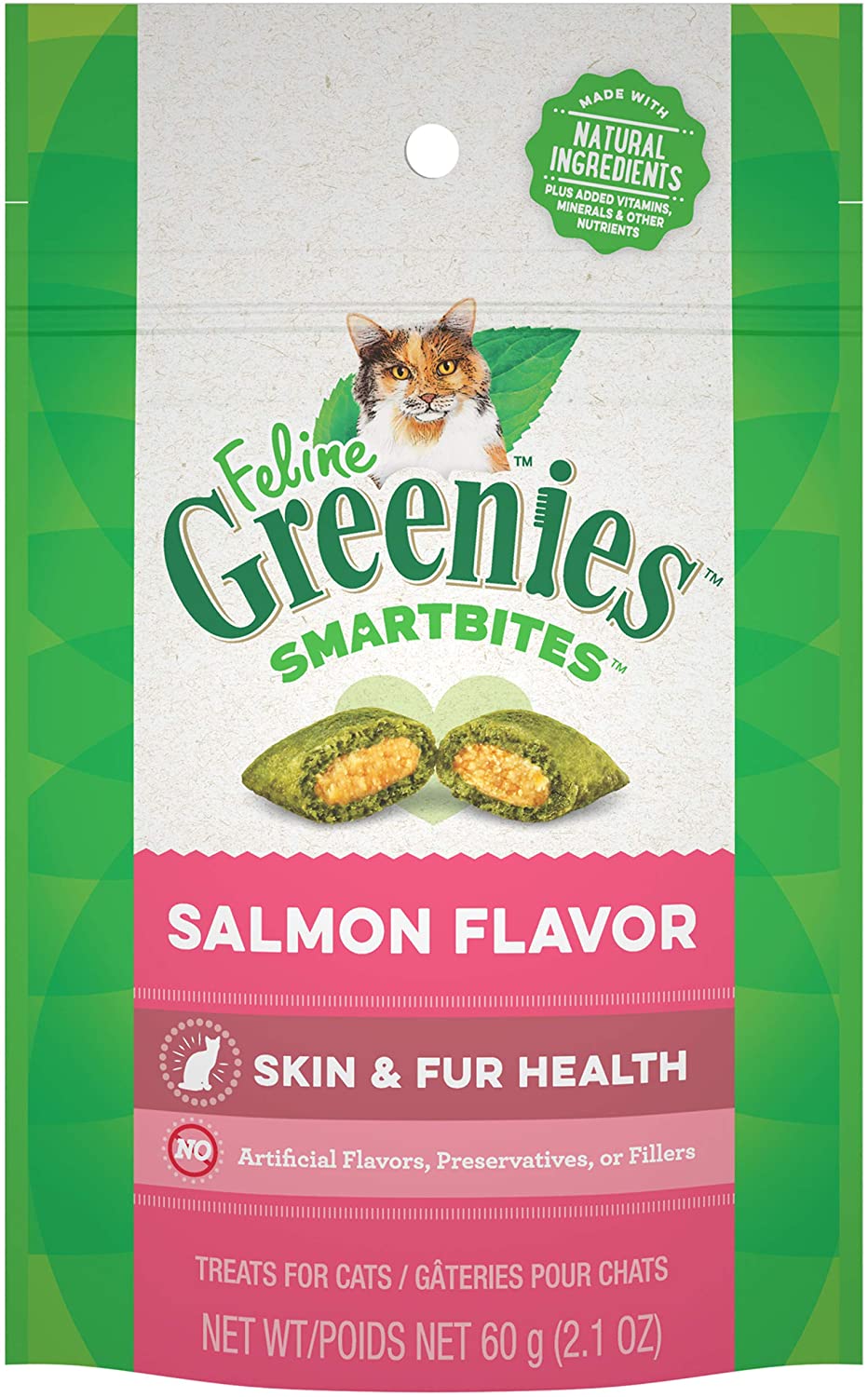 [USA] GREENIES Skin & Fur Health Cat Treats - Bánh Thưởng Hỗ Trợ Sức Khỏe Lông & Da Cho Mèo 60gr - Salmon