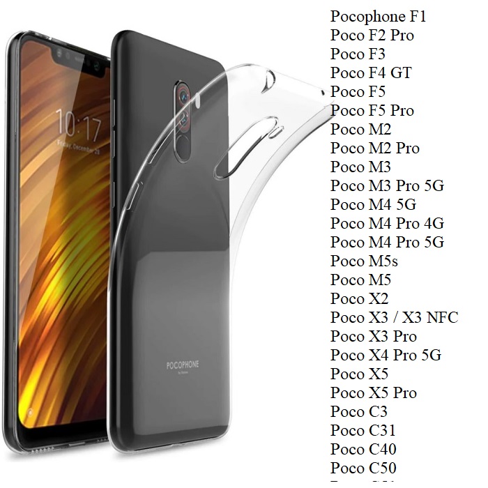 All Poco Ốp dẻo trong Xiaomi Poco F1 F2 Pro F3 F4 GT F5 Pro M2 Pro M3 Pro M4 Pro M5 M5s X2 X3 Pro X4 Pro X5 Pro C3 C31 C40 C50 C51 C55 4G/5G (Loại A đẹp)