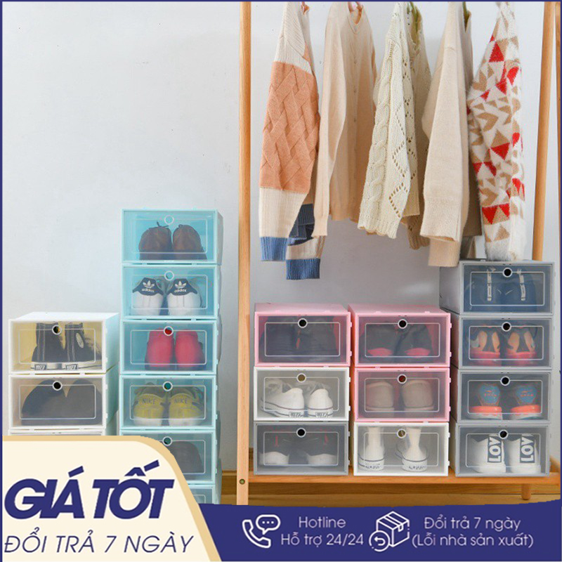 Combo 10 hộp đựng giày, kệ để giày dép tủ giày tủ ghép ,tủ đựng giày, kệ giày,tủ lắp ráp bảo quản giày nắp nhựa cứng size lớn