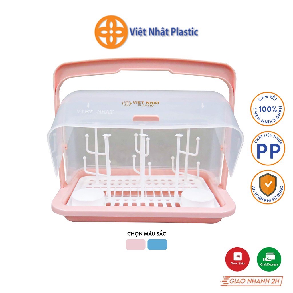 Khay Úp Bình Sữa Có Nắp Đậy Nhựa Việt Nhật  – thùng hộp đựng gọn đồ - thu gọn diện tích sản phẩm- Giá Úp Ly Cốc Việt Nhật – khay úp bình và ly có vỉ thoát nước – đồ dùng đựng đồ nhà bếp – thiết bị phòng ăn – nhà cửa & đời sống