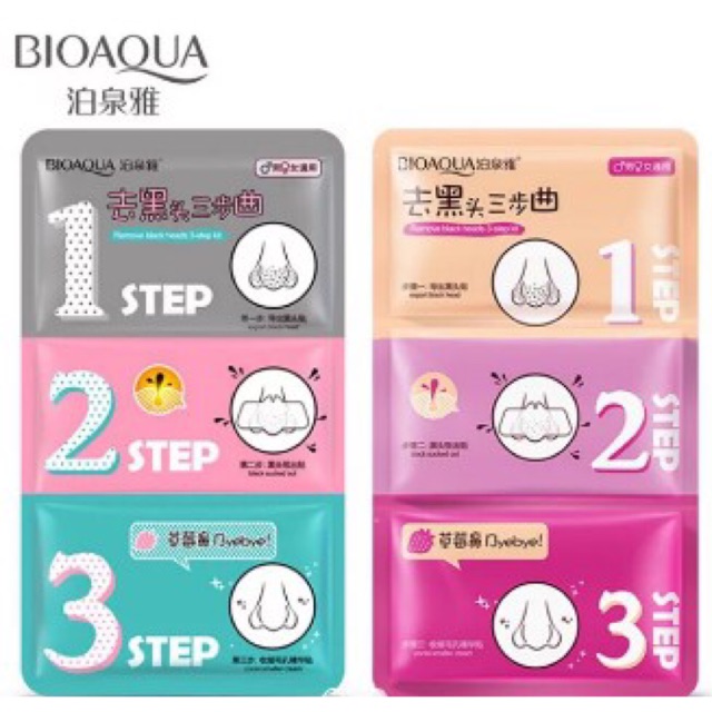 Set 3 bước lột mụn đầu đen bioaqua