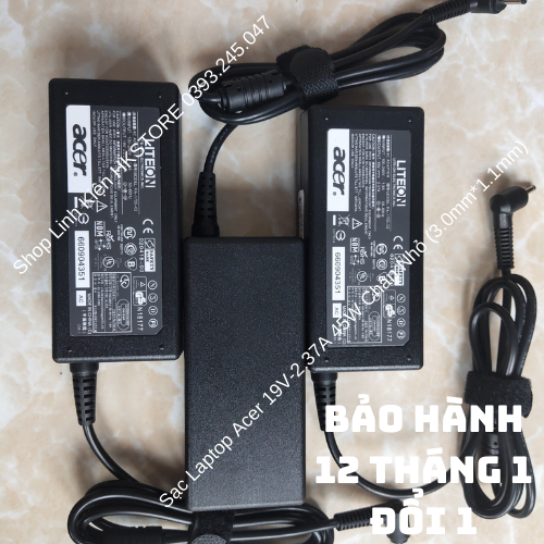 Sạc Laptop Acer 19V-2.37A 45W Chân Nhỏ (3.0mm*1.1mm) Acer W700 S3 S5 S7 V3-331 V3-371 V3-372