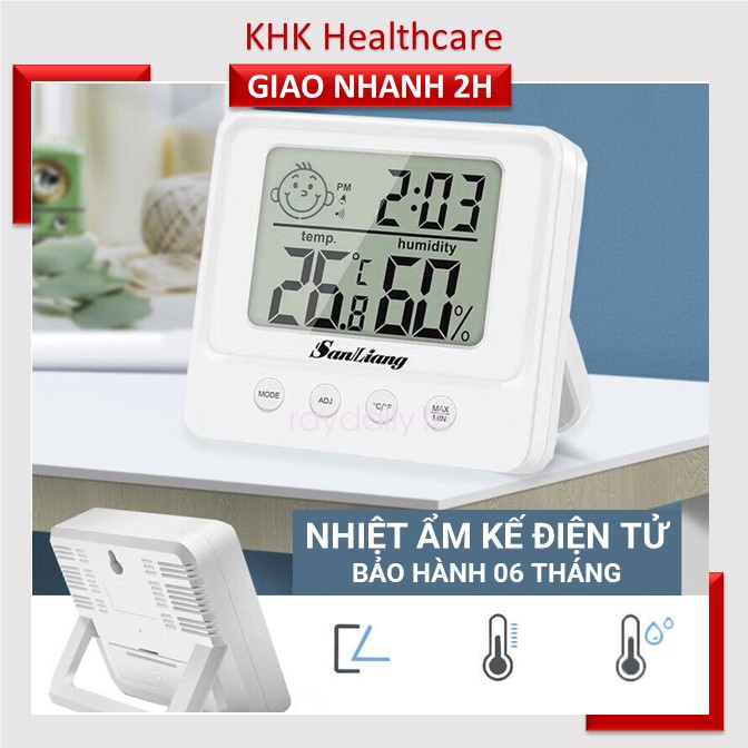 Nhiệt ẩm kế Sanliang TH-268 đo độ ẩm, máy đo nhiệt độ phòng cho bé