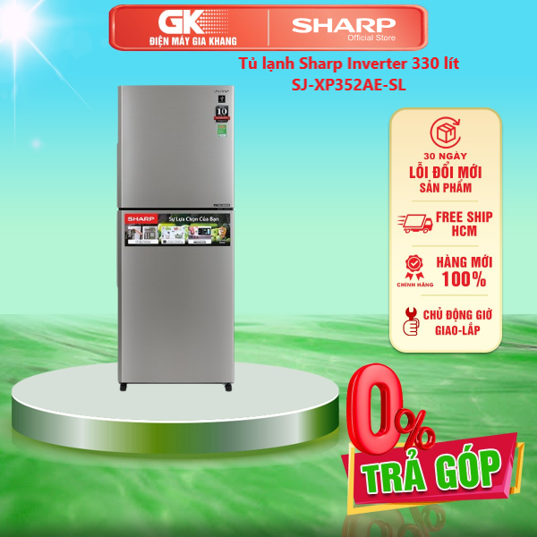 Tủ lạnh sharp inverter 330 lít sj-xp352ae-sl - chế độ cấp đông nhanh hộp đá xoay ngăn rau quả giữ ẩmngăn trữ tươi thực phẩm sống extra cool plus -2℃ - giao toàn quốc - freeship hcm