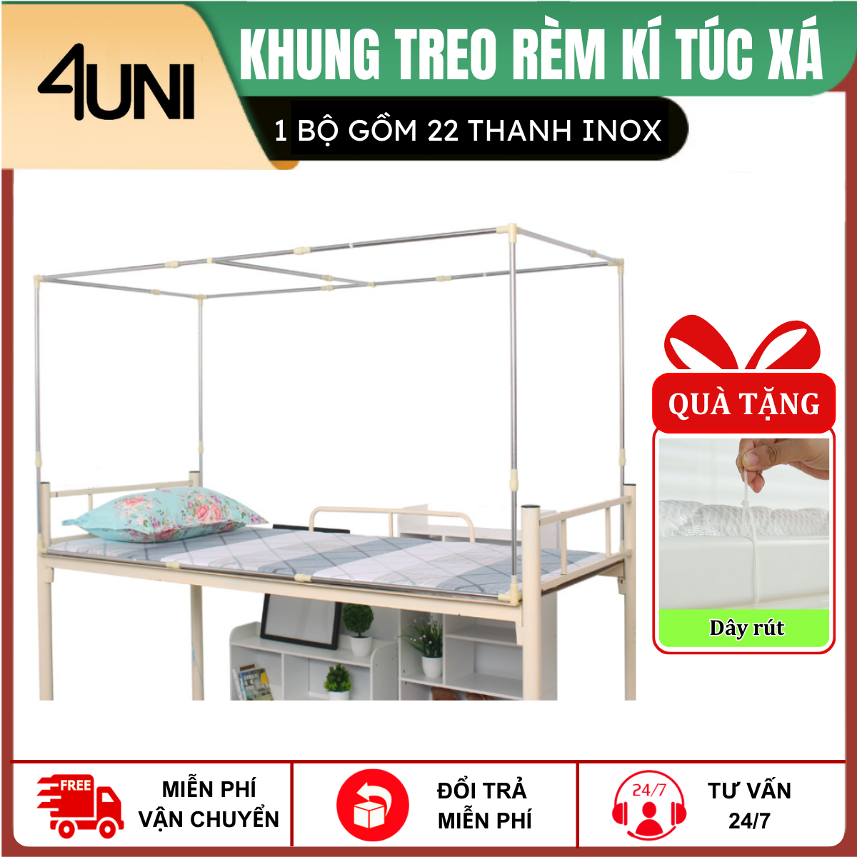 Khung giường tầng ký túc xá , khung treo rèm ,màn giường tầng ký túc xá
