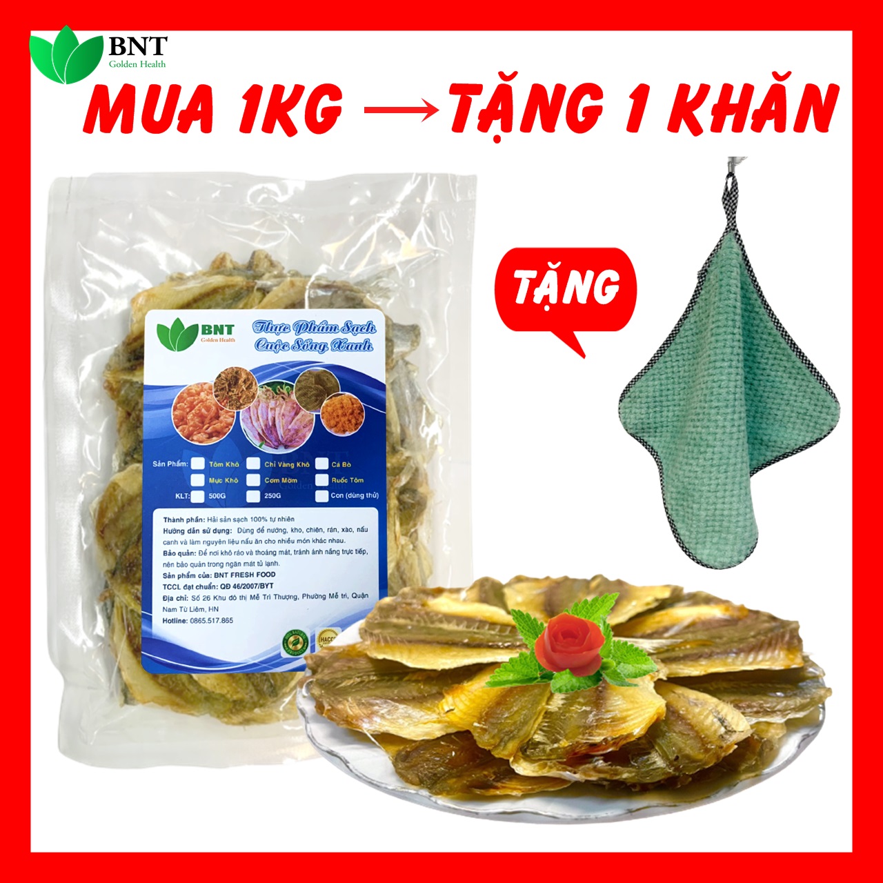 Cá chỉ vàng khô bnt fresh food, loại đặc biệt, dày mình, dẻo ngọt, ±12 con/lạng