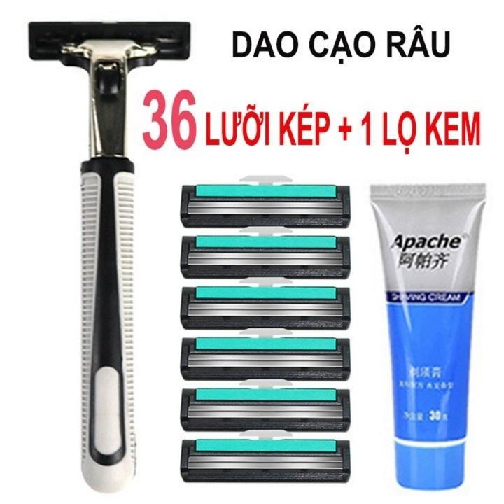 Bộ cạo râu 38 món - Bộ Kit Cạo Râu Loại Tốt Siêu Tiết Kiệm - Bộ Dao Cạo Râu Cao Cấp 38 Món (1 Dao Cạo + 36 Lưỡi + 1 Tuýp Kem Cạo) -Cực Sạch. Không Gây Đau Rát Da - dụng cụ làm đẹp cho phái mạnh - chăm sóc cho nam giới
