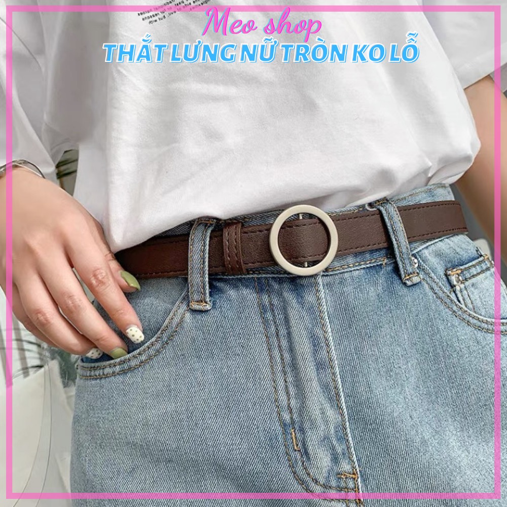 Dây thắt lưng da Ulzzan mặt tròn xịn - Dây nịt da mặt Tròn bạc Style