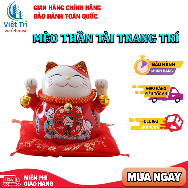 Mèo thần tài may mắn phát tài phát lộc, mèo thần tài để ô tô làm bằng sứ có đệm nhung, mèo thần tài để bàn làm việc, ống tiết kiệm tiền hình mèo thần tài, mèo thần tài vẫy tay, mèo chiêu tài lộc may mắn