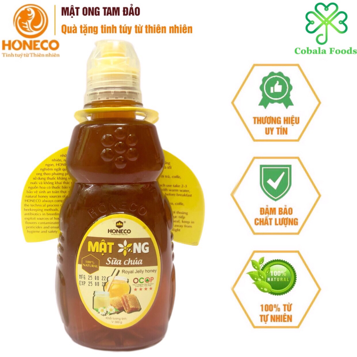 Mật ong sữa chúa honeco - chai 360g - sản phẩm đạt ocop 4 sao - chứng nhận fssc 22000 - hơn 20 năm kinh nghiệm