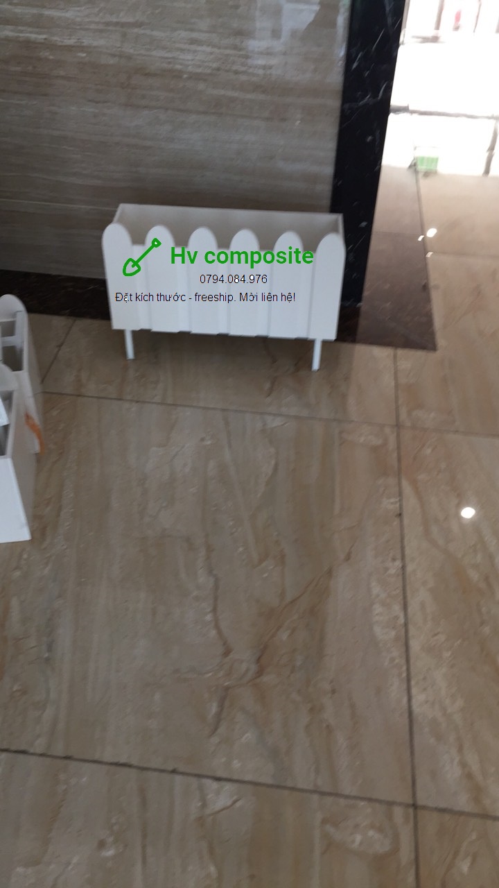 [kèm chân thép] chậu trồng cây composite hàng rào 50x20x(20+5)