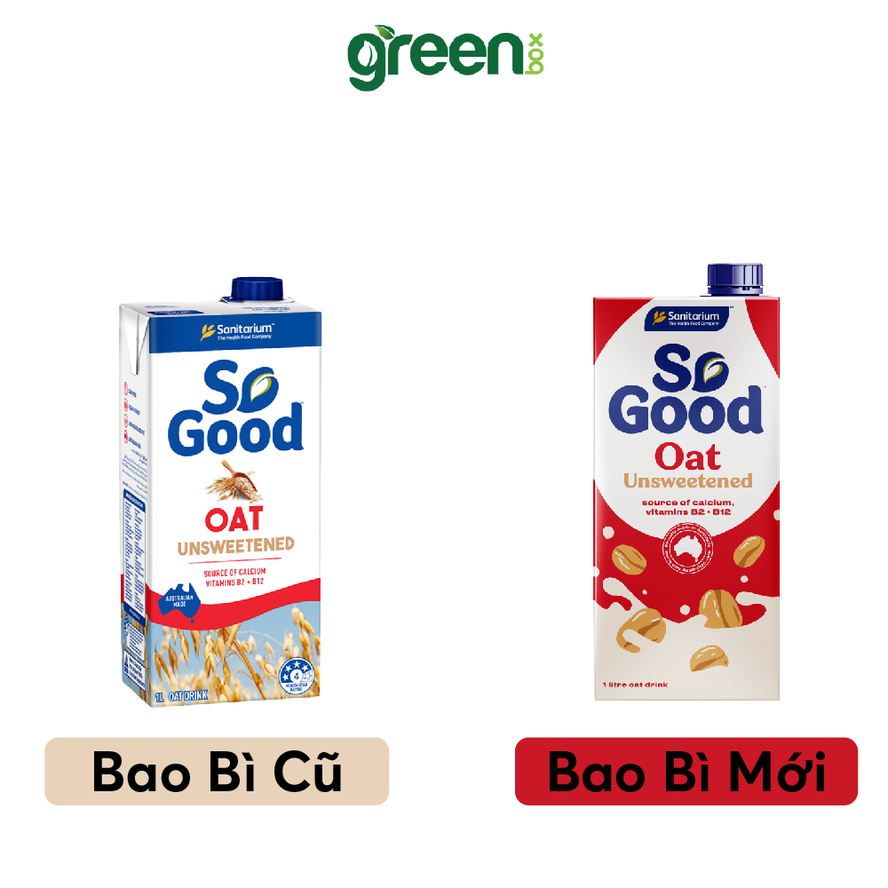 Hộp sữa hạt yến mạch So Good Úc Hộp 1L không đường, làm từ yến mạch giàu vitamin và canxi calo thấp, phù hợp mẹ bầu và người ăn kiêng