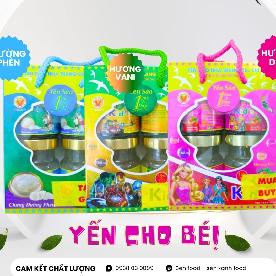 Hộp 4 hũ yến Sào dành cho trẻ em 15% yến One a day kids 70ml nhiều vị