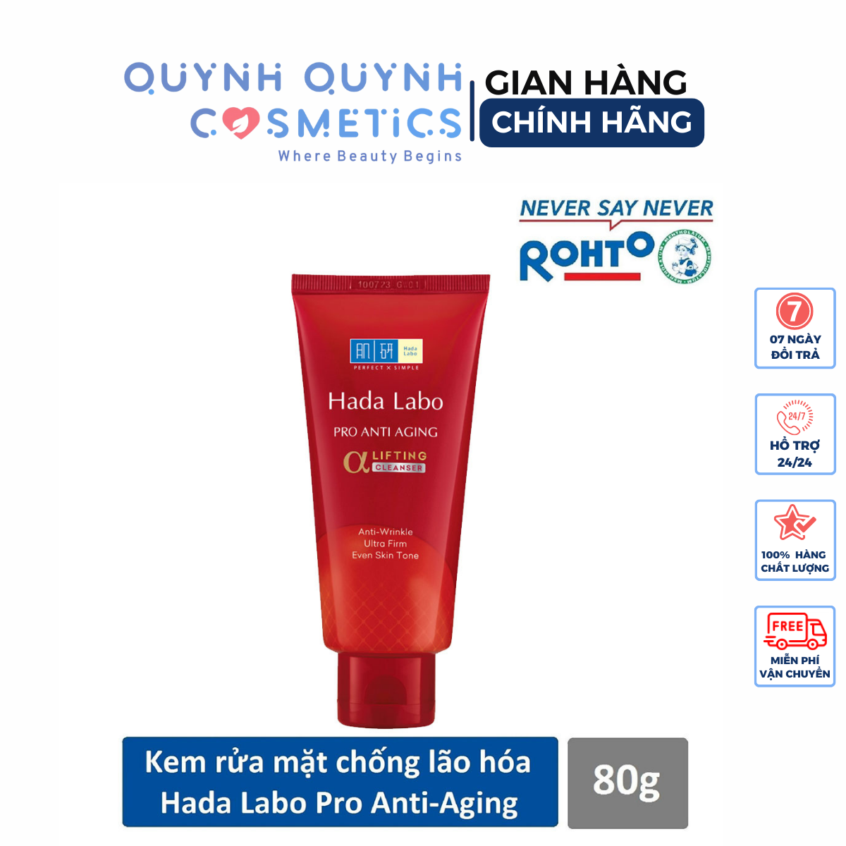 Kem rửa mặt dưỡng chuyên biệt chống lão hóa Hada Labo Pro Anti Aging Cleanser 80g