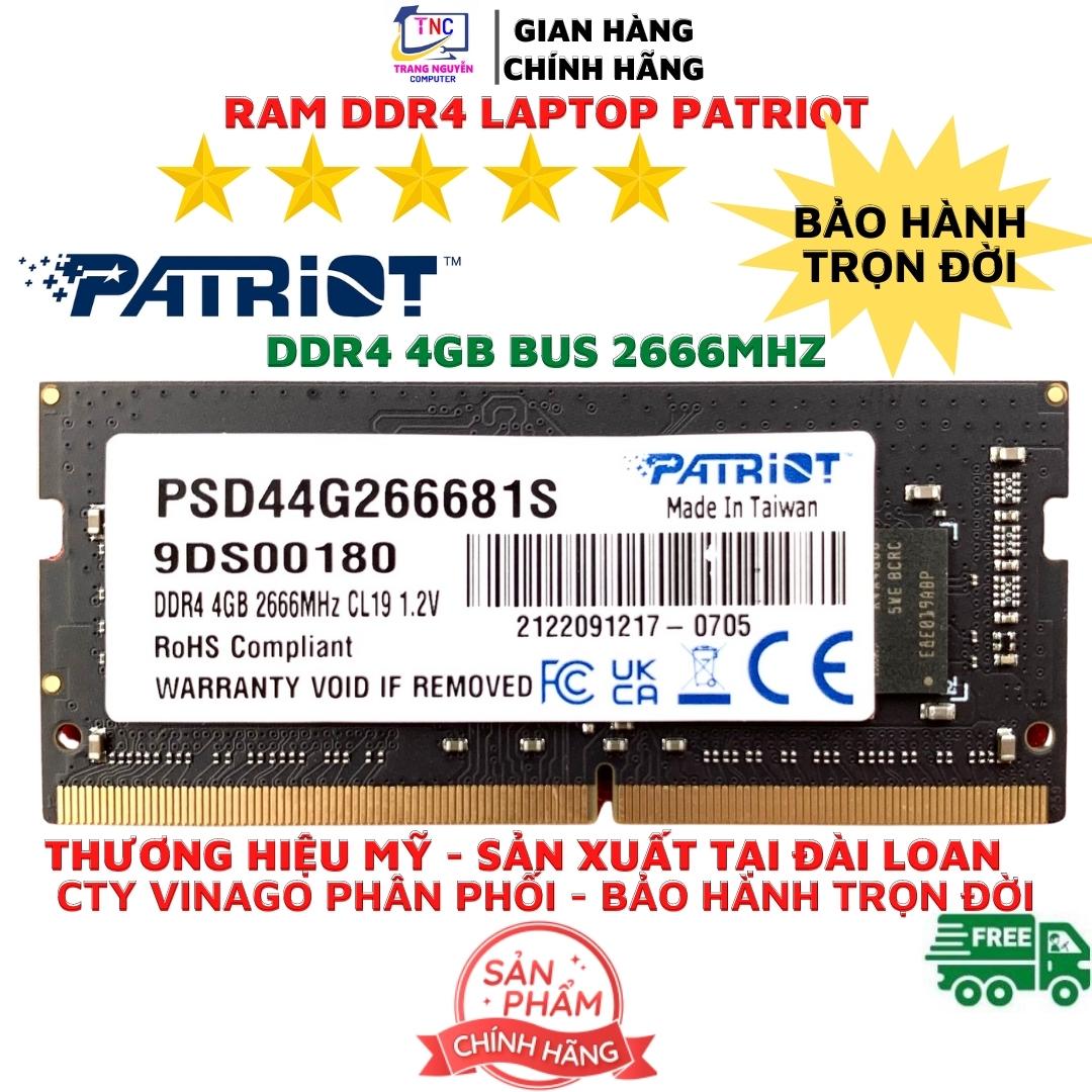 Ram DDR4 Laptop Patriot 4GB, 8GB Bus 2666 Chính Hãng VINAGO - Bảo Hành Trọn Đời