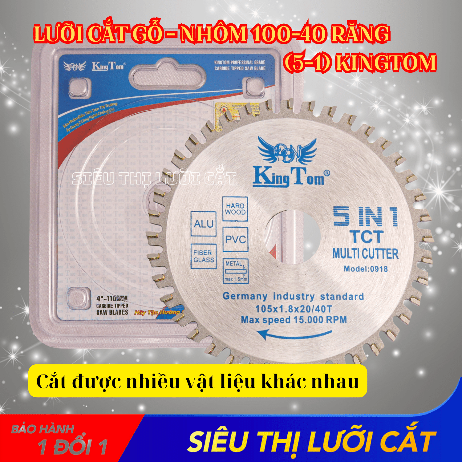 Lưỡi Cắt Gỗ - Nhôm Cao Cấp 100-40 Răng (5 Trong 1) KingTom