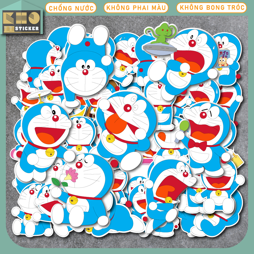Sticker Doraemon chống nước sticker dán laptop, điện thoại, đàn guitar, mũ bảo hiểm, vali. MSP: A10